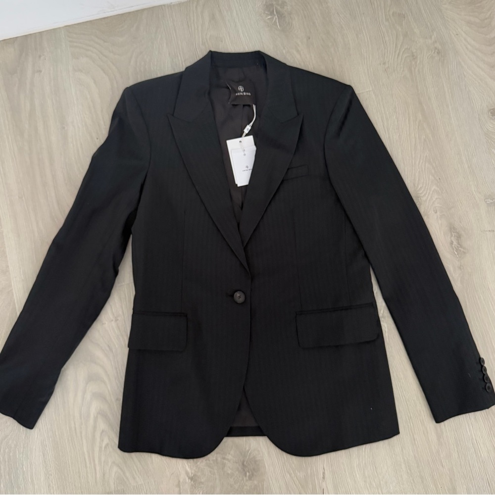 NWT Anine Bing Sutton Blazer Striped Black size small